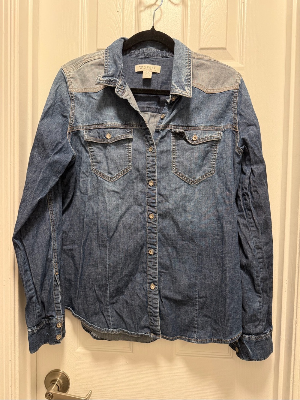 Guess Blue Denim Button-Down Shirt